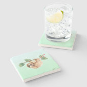 Dessous-de-verre En Pierre Joli fentes accroché à l'aquarelle vers le bas (Côté)