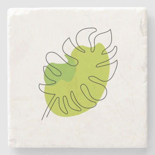 Dessous-de-verre En Pierre Joli feuillage isolé tropical à une ligne (Devant)