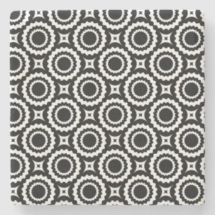 Dessous-de-verre En Pierre Joli motif de cercles en zigzag noir et blanc