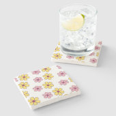 Dessous-de-verre En Pierre Joli motif de grandes fleurs (Côté)