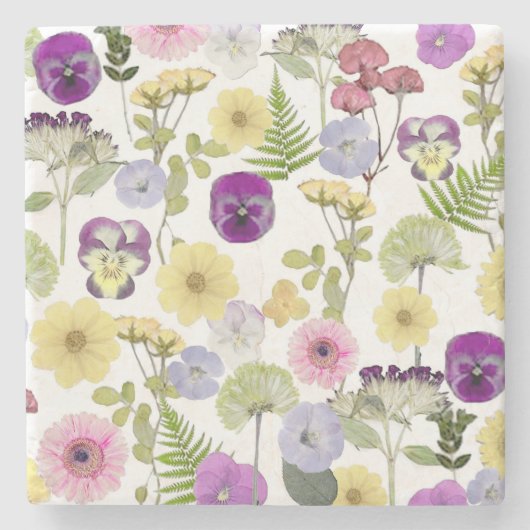 Dessous-de-verre En Pierre Joli Motif Fleur sauvage Botanique (Devant)