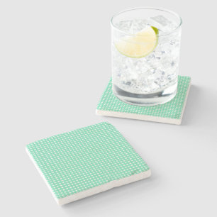 Dessous-de-verre En Pierre Joli motif géométrique vert menthe et blanc