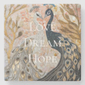 Dessous-de-verre En Pierre Joli Peacock Pink Gold Glam (Devant)