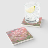 Dessous-de-verre En Pierre Jolie Branche Rose (Côté)