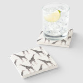 Dessous-de-verre En Pierre Jolie Giraffe noire blanche rose (Côté)