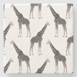 Dessous-de-verre En Pierre Jolie Giraffe noire blanche rose