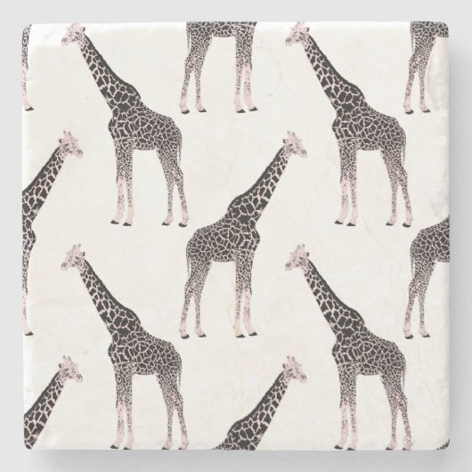 Dessous-de-verre En Pierre Jolie Giraffe noire blanche rose (Devant)