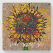 Dessous-de-verre En Pierre Jolie peinture Abstraite de tournesol (Devant)