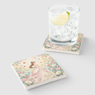 Dessous-de-verre En Pierre Jolie princesse avec papillons