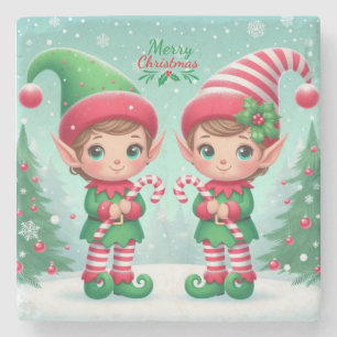Dessous-de-verre En Pierre Jolies elfes de Noël