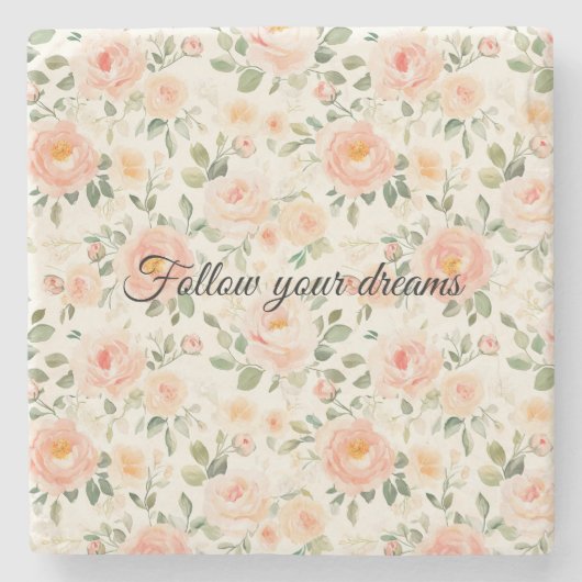 Dessous-de-verre En Pierre Jolies Fleurs de Pêche (Devant)