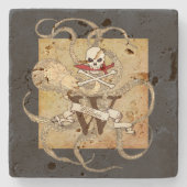 Dessous-de-verre En Pierre Jolly roger Monogramme initial (Devant)