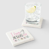 Dessous-de-verre En Pierre Joueur de Bingo Jésus Foi Chrétien J'aime Jésus Un (Côté)