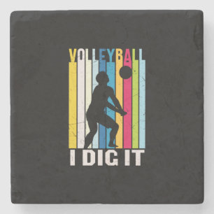 Dessous-de-verre En Pierre Joueur de volley-ball Volleyball Je L'Ai Creusé