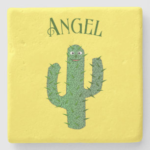 Dessous-de-verre En Pierre Jour des morts heureux Cactus Nom personnalisé