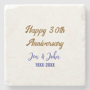 Dessous-de-verre En Pierre Joyeux 30e anniversaire de mariage royal bleu or s