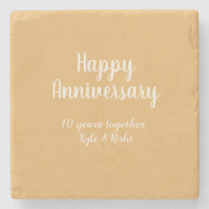 Dessous-de-verre En Pierre Joyeux anniversaire or blanc 10 ans nom date