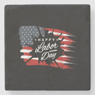 Dessous-de-verre En Pierre Joyeux cadeau de la fête du travail drapeau améric
