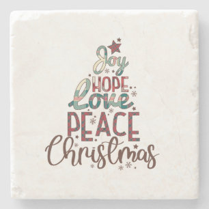 Dessous-de-verre En Pierre Joyeux cadeau de Noël Amour Paix Noël