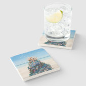 Dessous-de-verre En Pierre Joyeux Floride Noël Tropical Beach Holiday Tree (Côté)