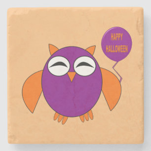 Dessous-de-verre En Pierre Joyeux Halloween Party Owl Stone Dessous de verre