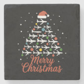 Dessous-de-verre En Pierre Joyeux Noël Avion Vacances Arbre (Devant)