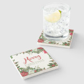 Dessous-de-verre En Pierre Joyeux Noël de verdure (Côté)