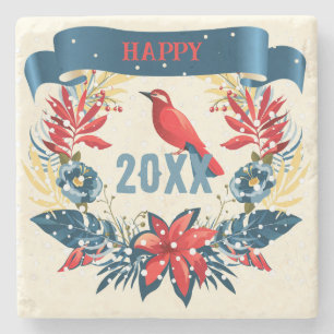 Dessous-de-verre En Pierre Joyeux Noël et Bonne Année ! 20XX Red Bird