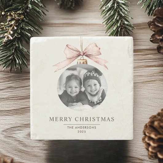 Dessous-de-verre En Pierre "Joyeux Noël personnalisé avec cadeau photo