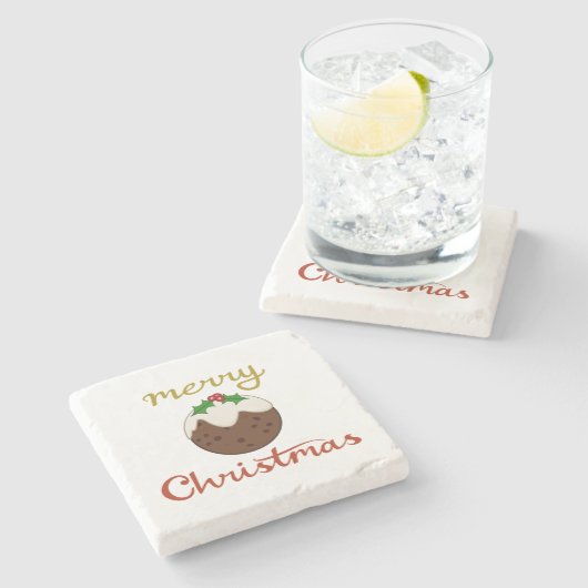 Dessous-de-verre En Pierre Joyeux Noël+Pudding Design (Côté)