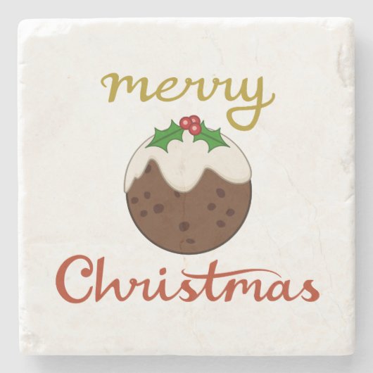 Dessous-de-verre En Pierre Joyeux Noël+Pudding Design (Devant)