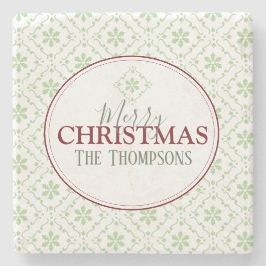 Dessous-de-verre En Pierre Joyeux Noël Snowflakes Trendy Holiday Name (Devant)