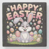 Dessous-de-verre En Pierre Joyeux Pâques 2025 Oeufs Lapin mignon lapin lapin (Devant)