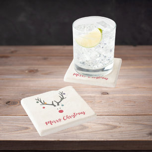 Dessous-de-verre En Pierre Joyeux renne moderne minimaliste de Noël