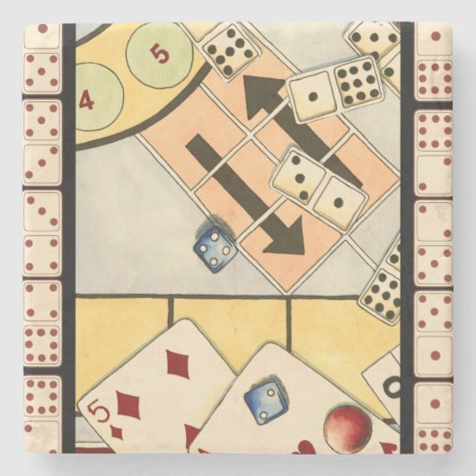 Dessous-de-verre En Pierre Jumbled Assortiment of Games of Chance (Devant)