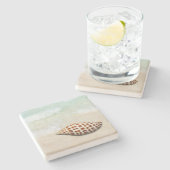 Dessous-de-verre En Pierre Junonia Seashell sur les Dessous de verre de plage (Côté)