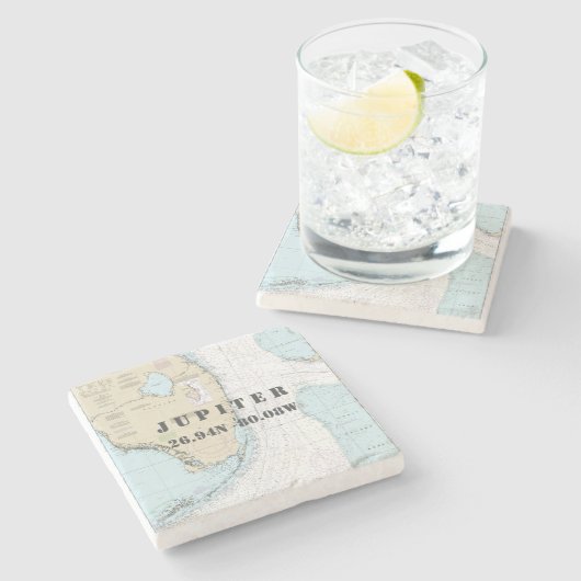 Dessous-de-verre En Pierre Jupiter, Palm Beach County, FL Carte Authentic (Côté)