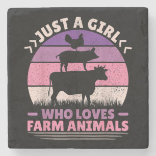 Dessous-de-verre En Pierre Juste Une Fille Qui Aime Les Animaux Agricoles Aim