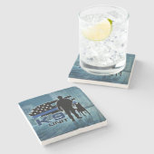 Dessous-de-verre En Pierre K-9 unité - chien policier - Malinois (Côté)