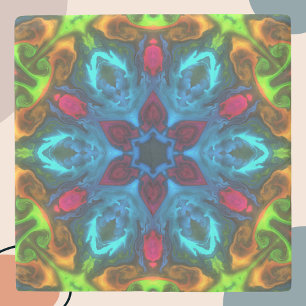 Dessous-de-verre En Pierre Kaleidoscope psychédélique bleu rose et vert