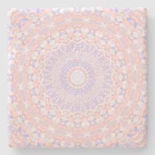 Dessous-de-verre En Pierre Kaleidoscope rose, blanc et bleu