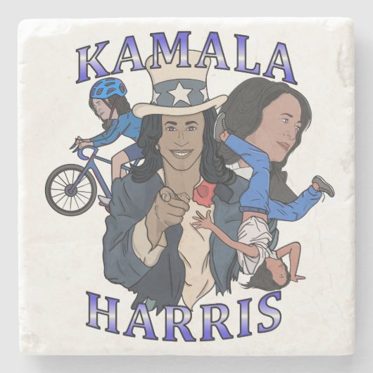 Dessous-de-verre En Pierre Kamala Harris Bootleg Rap (Devant)