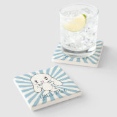 Dessous-de-verre En Pierre Kawaii Bunny sur la coutume de l'accolade (Côté)