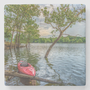 Dessous-de-verre En Pierre Kayak Flottant Sur Le Lac Table Rock