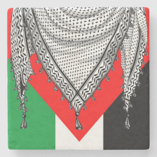 Dessous-de-verre En Pierre Keffiyeh Écharpe palestinienne tissu traditionnel