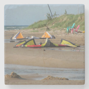 Dessous-de-verre En Pierre Kitesurfers par le lac Michigan