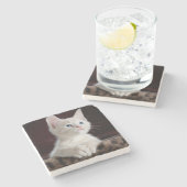 Dessous-de-verre En Pierre Kitten blanc vulnérable (Côté)