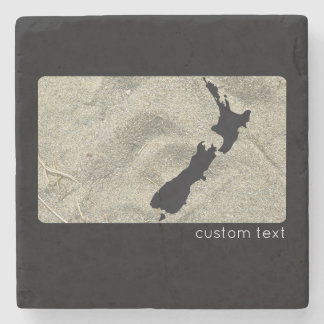 DESSOUS-DE-VERRE EN PIERRE KIWI NEW ZEALAND SAND BEACH NOIR NZ KIWIANA