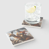 Dessous-de-verre En Pierre Koala Kangaroo Rider (Côté)