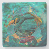 Dessous-de-verre En Pierre Koi Fish "NAGER EN PAIX" (Devant)